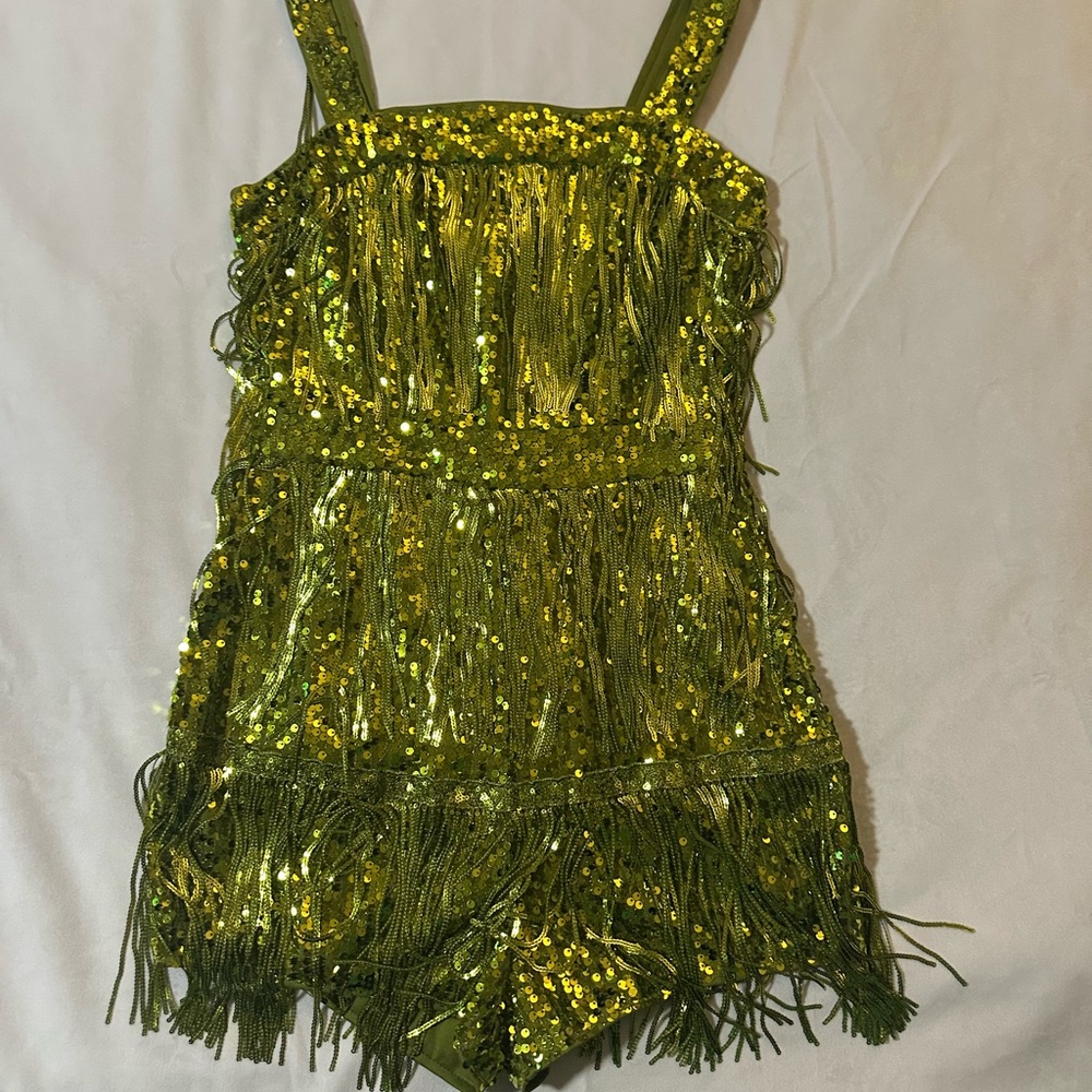 Green Sequin Fringe Dress